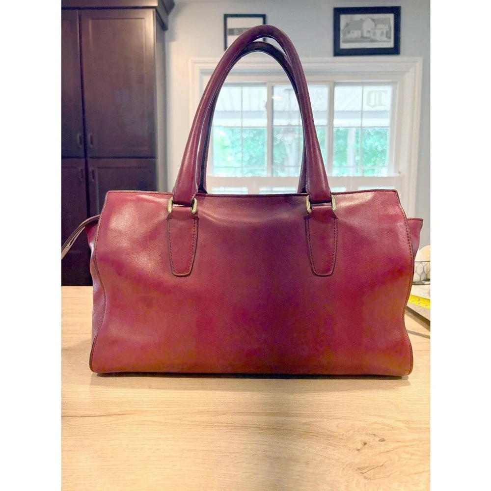 Coach Madison Satchel Magenta Pink Leather Handbag 25359 Brass Hardware